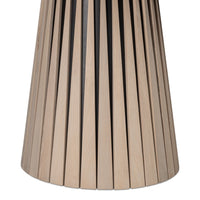 round slatted pedestal table brushed gray