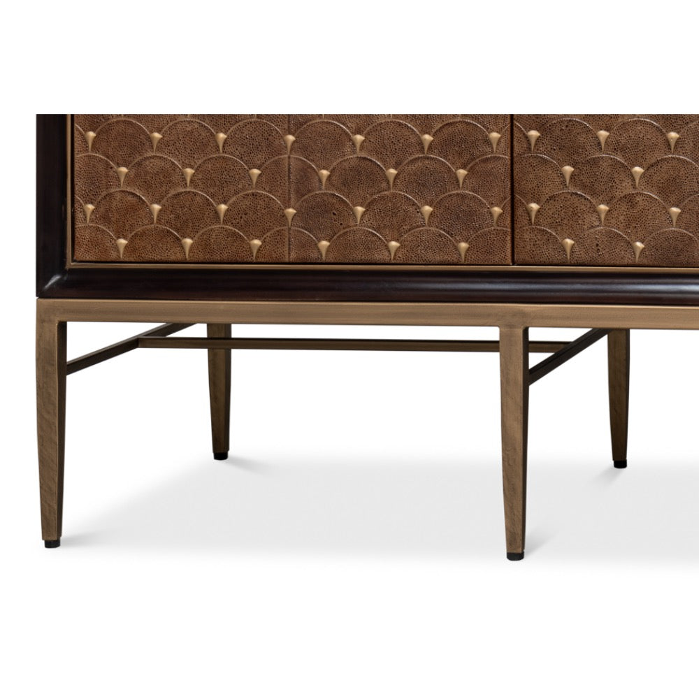 shagreen marble credenza four door brown 
