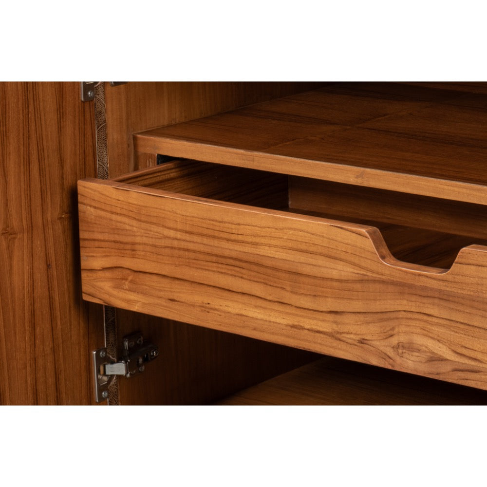 shagreen marble credenza four door brown 
