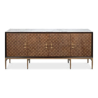 shagreen marble credenza four door brown 