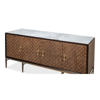 shagreen marble credenza four door brown 