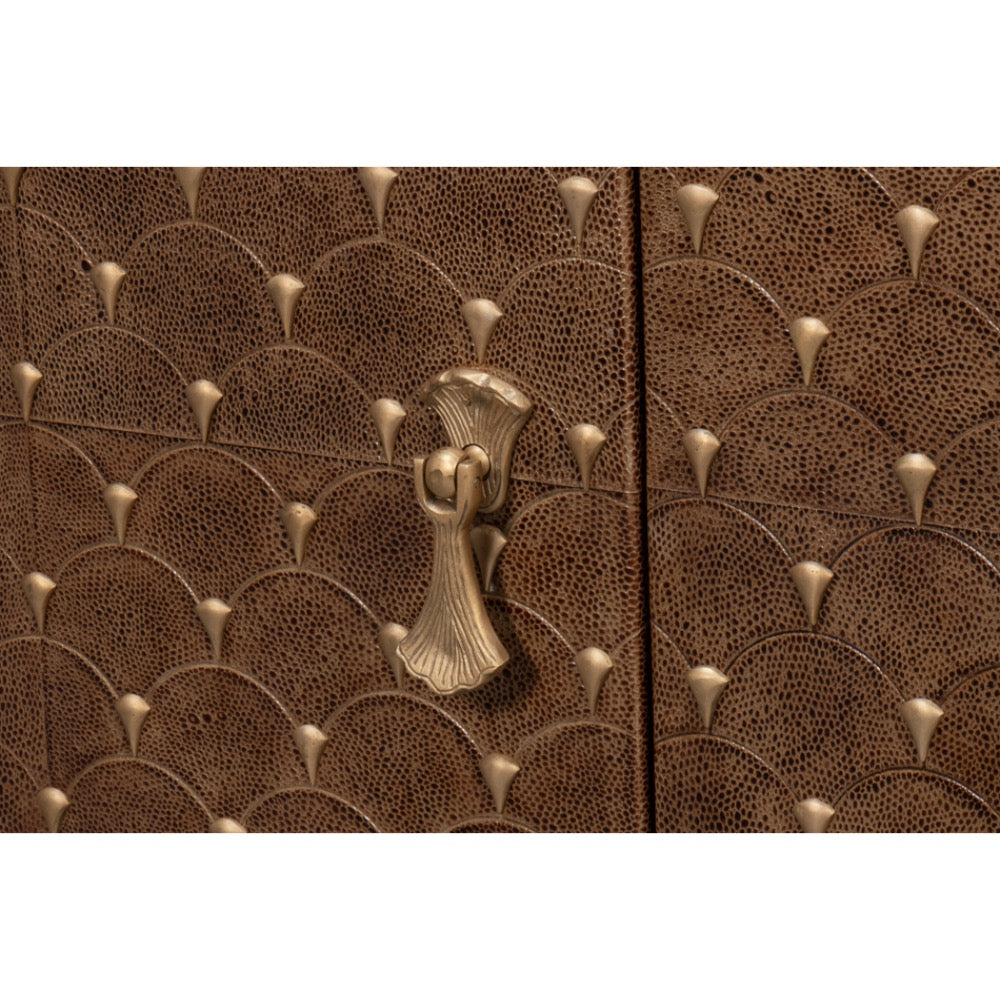 shagreen marble credenza four door brown 