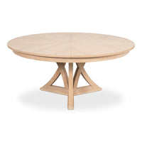bleached oak round wood expandable jupe dining table