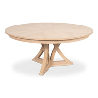 bleached oak round wood expandable jupe dining table