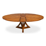 Sarreid, Ltd. Casual Tobacco Brown Finish Medium Jupe Dining Table features a geometric top and triangular pedestal base.