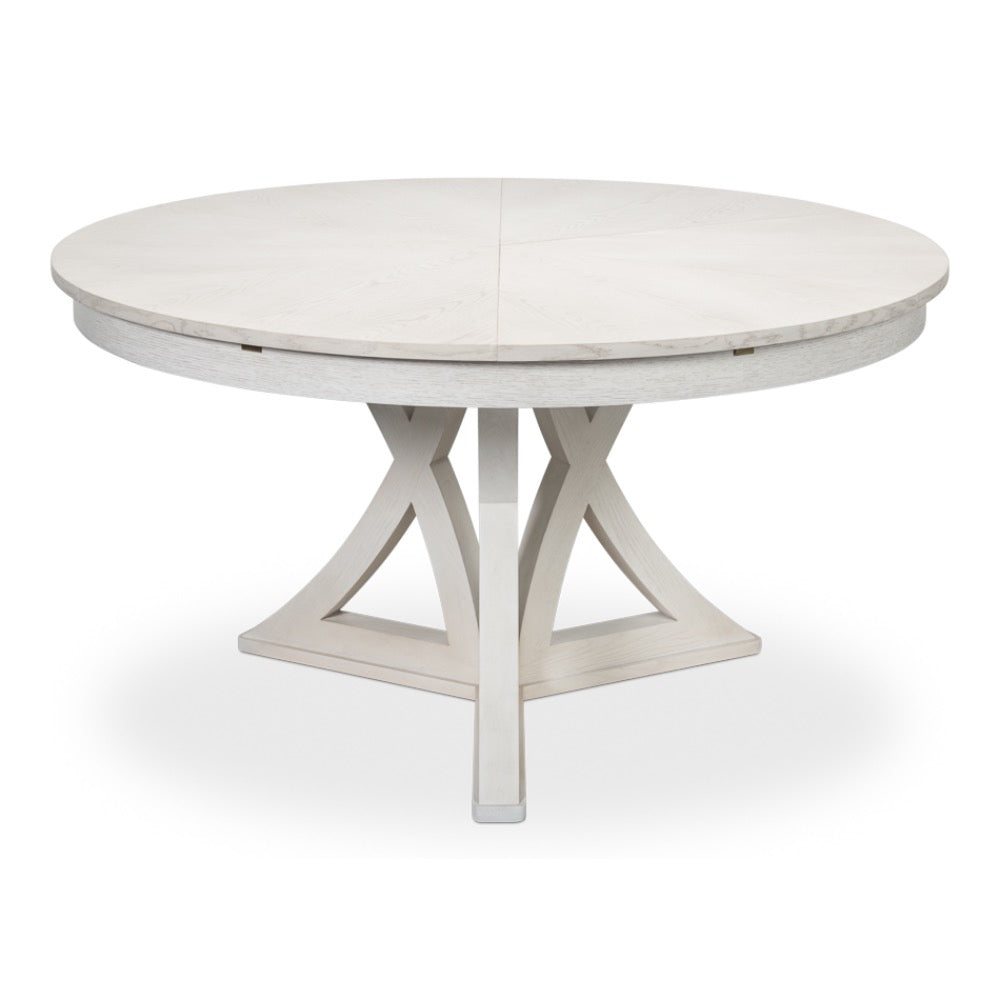 round working white finish wood expandable jupe dining table medium