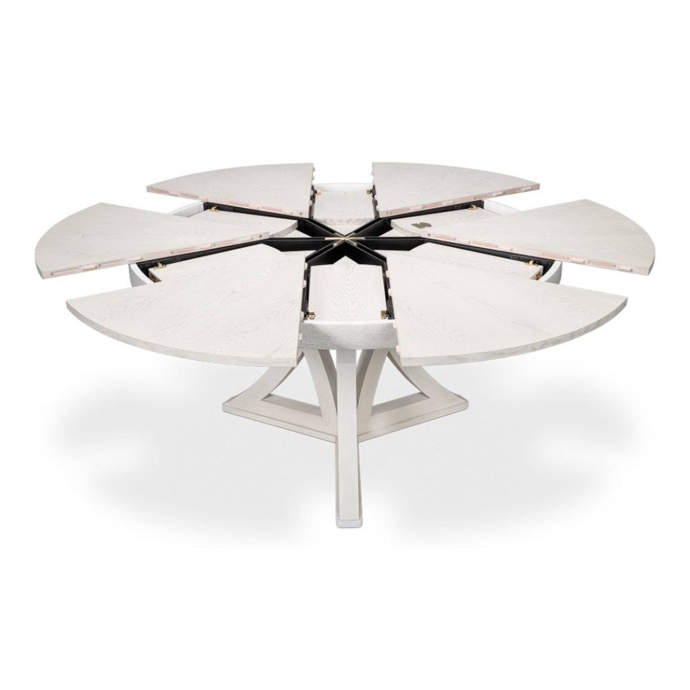 round working white finish wood expandable jupe dining table medium