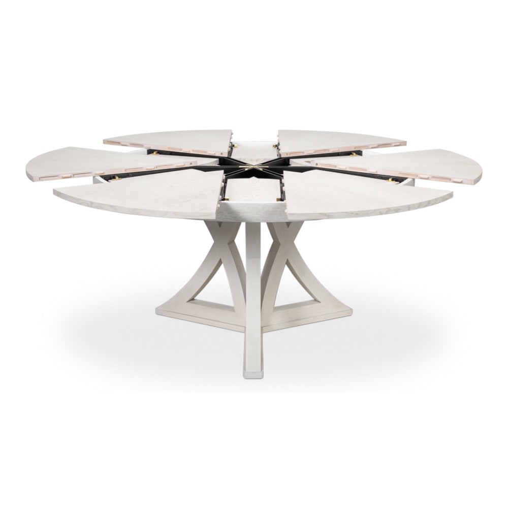 round working white finish wood expandable jupe dining table medium