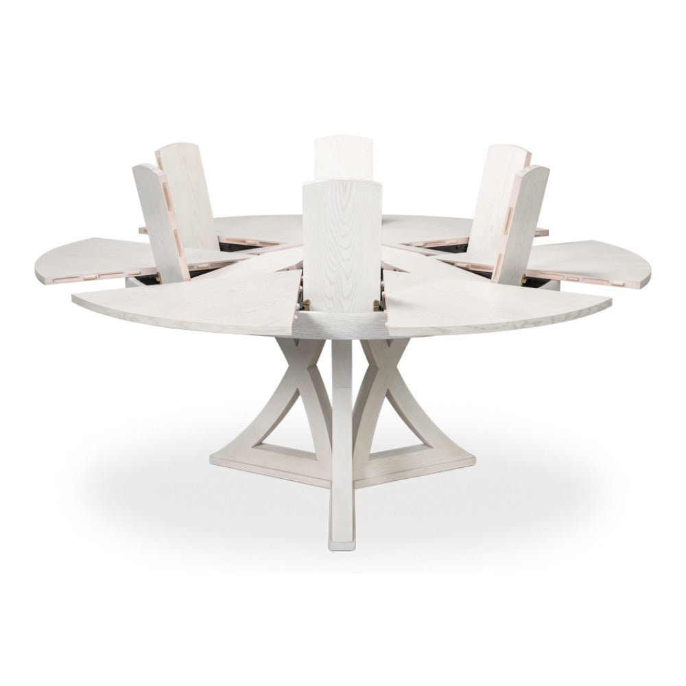 round working white finish wood expandable jupe dining table medium