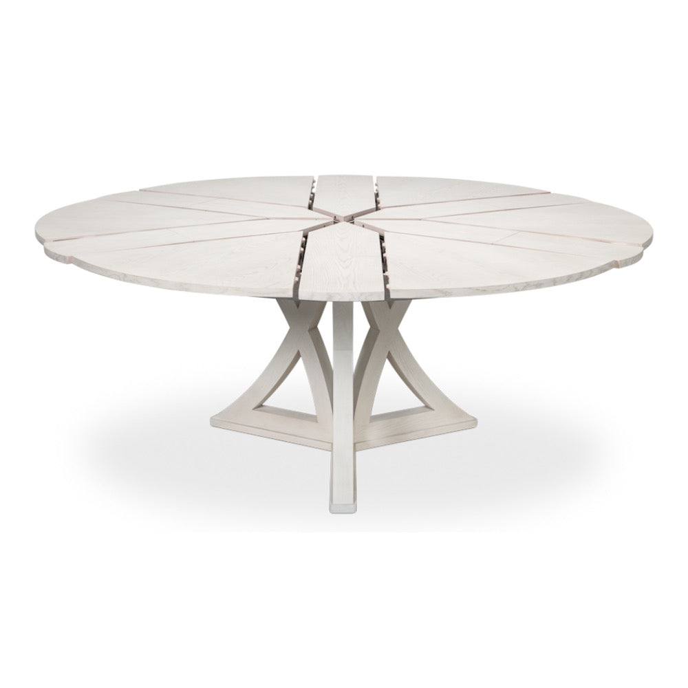 round working white finish wood expandable jupe dining table medium