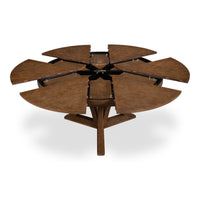 casual large jupe light mink round expandable dining table