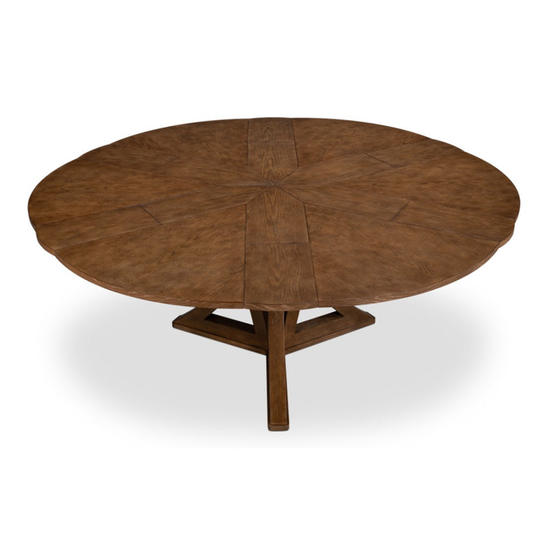 casual large jupe light mink round expandable dining table