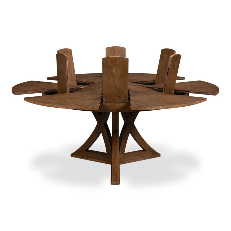 casual large jupe light mink round expandable dining table