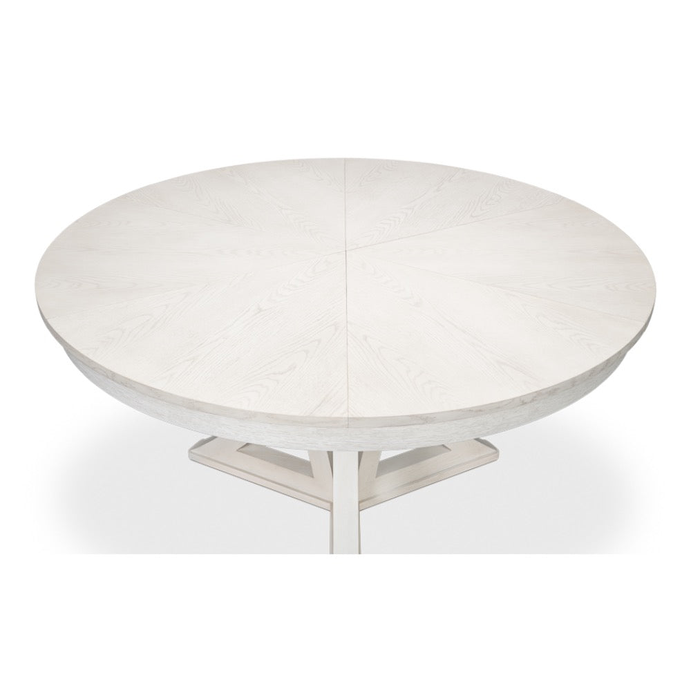 round expandable jupe dining table working white finish 