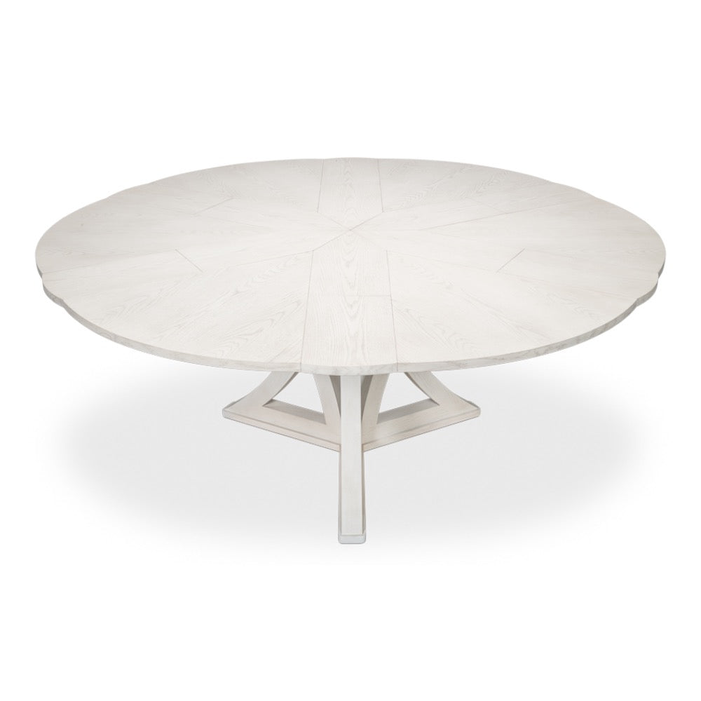 round expandable jupe dining table working white finish 