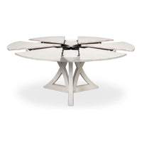 round expandable jupe dining table working white finish 