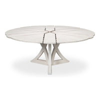 round expandable jupe dining table working white finish 