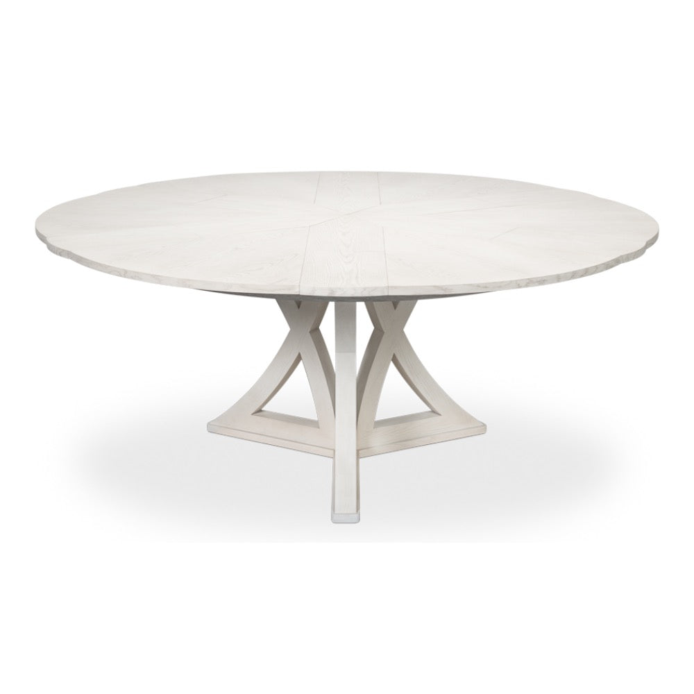 round expandable jupe dining table working white finish 