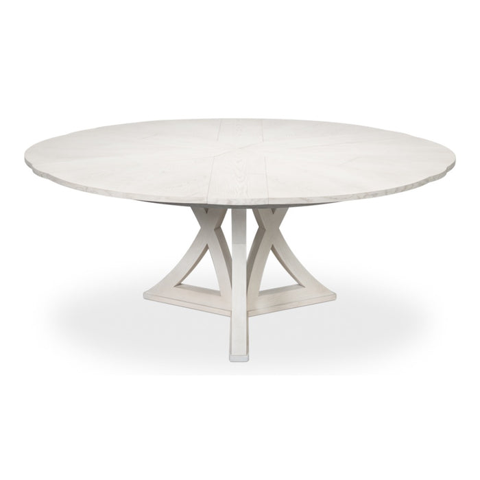 round expandable jupe dining table working white finish 