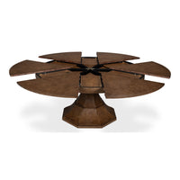 round wood light mink expandable jupe dining table