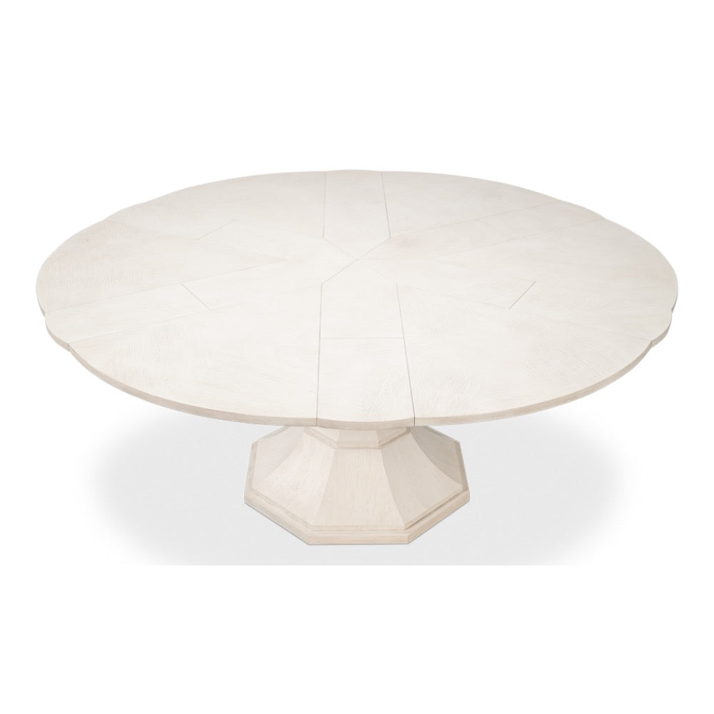 expandable jupe table working white oak solids veneers round