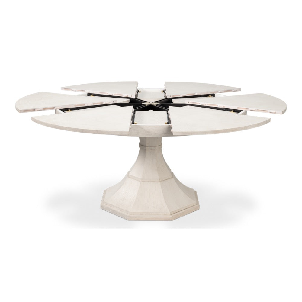 expandable jupe table working white oak solids veneers round