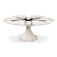 expandable jupe table working white oak solids veneers round