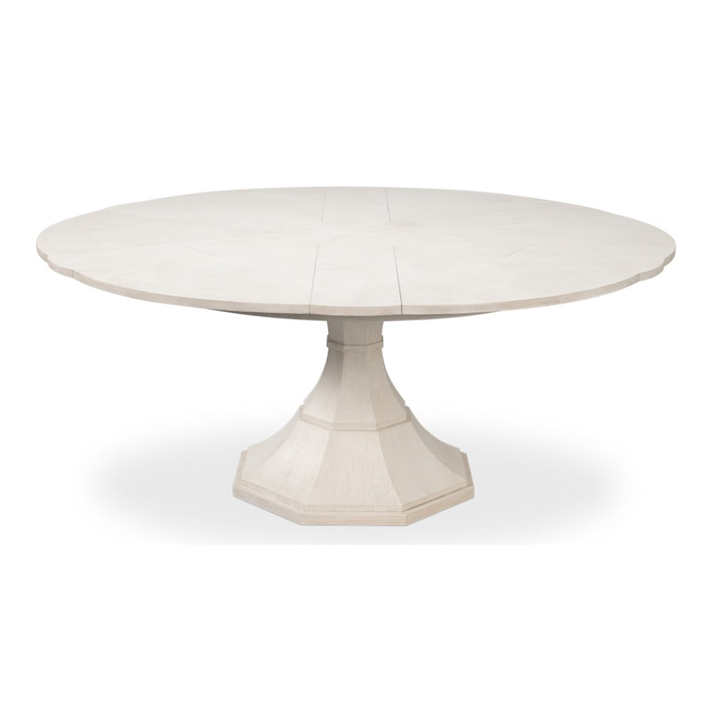 expandable jupe table working white oak solids veneers round