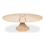 expandable bleached oak jupe dining table round large