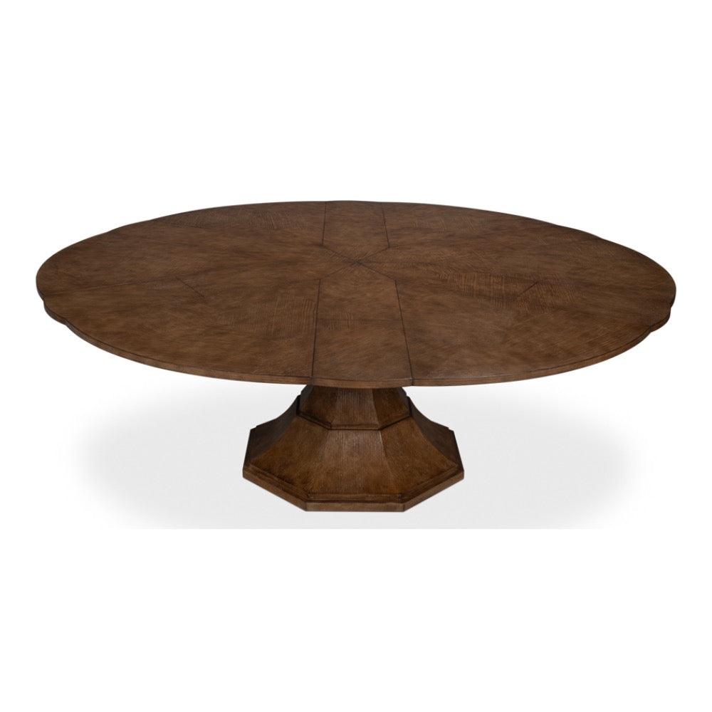 round wood light mink expandable jupe dining table large
