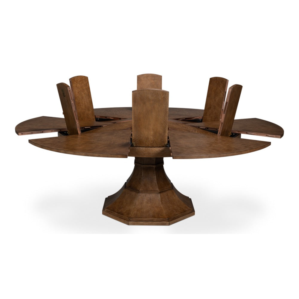 round wood light mink expandable jupe dining table large
