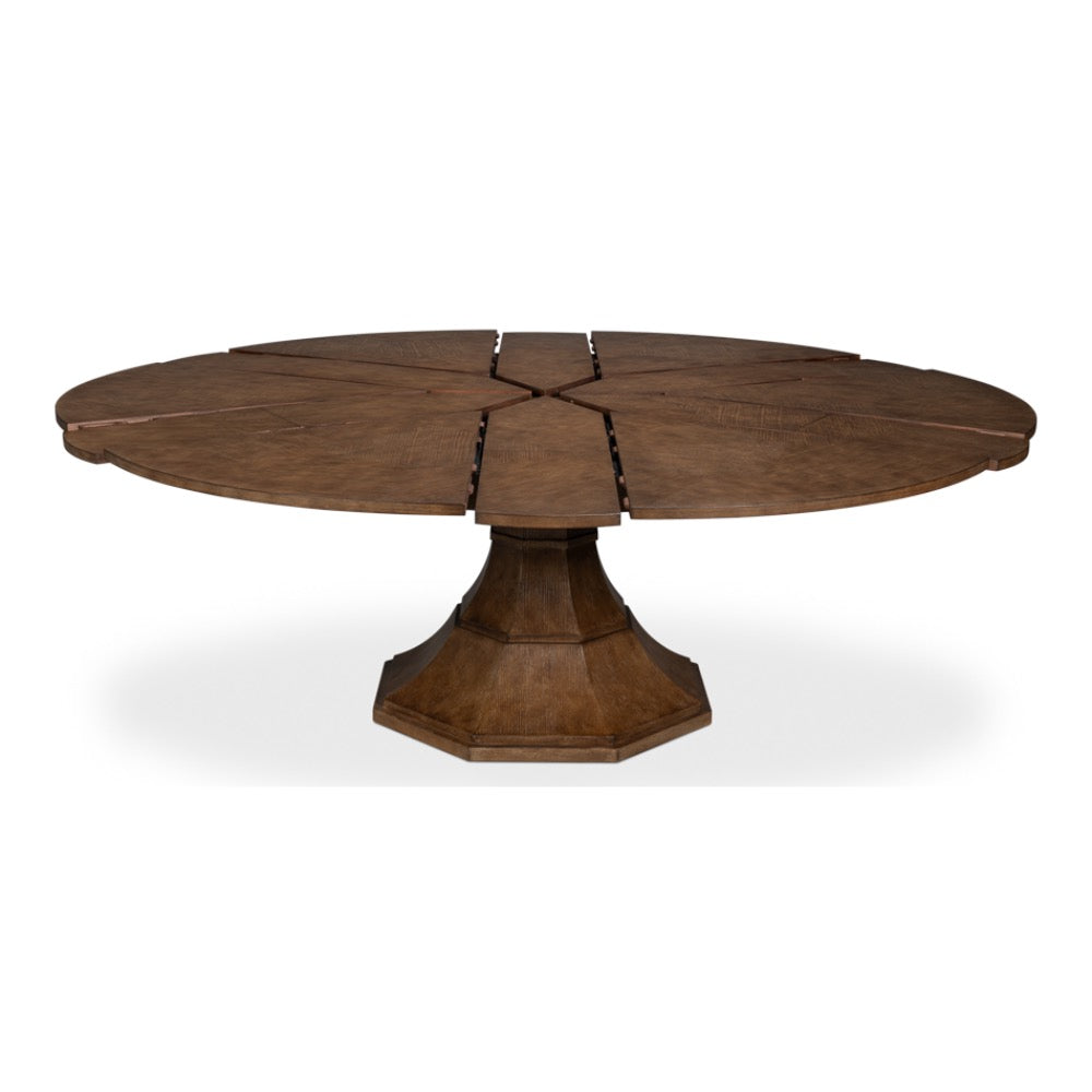 round wood light mink expandable jupe dining table large