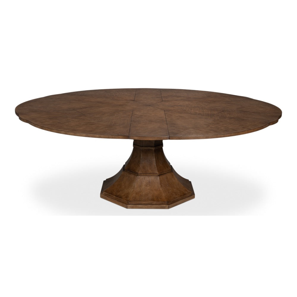 round wood light mink expandable jupe dining table large