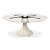 Giselle White Finish Jupe Table by Sarreid, Ltd., shown partially open with central pedestal.