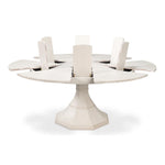 The Giselle Working White Finish Large Jupe Dining Table by Sarreid, Ltd. features a transitional style with a pedestal base.
