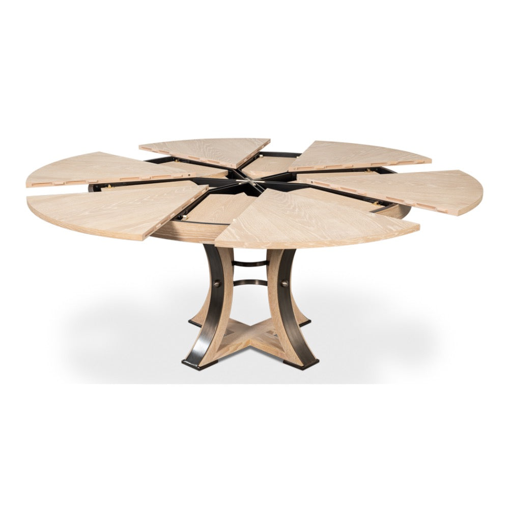 expandable jupe table medium bleached oak finish solid oak