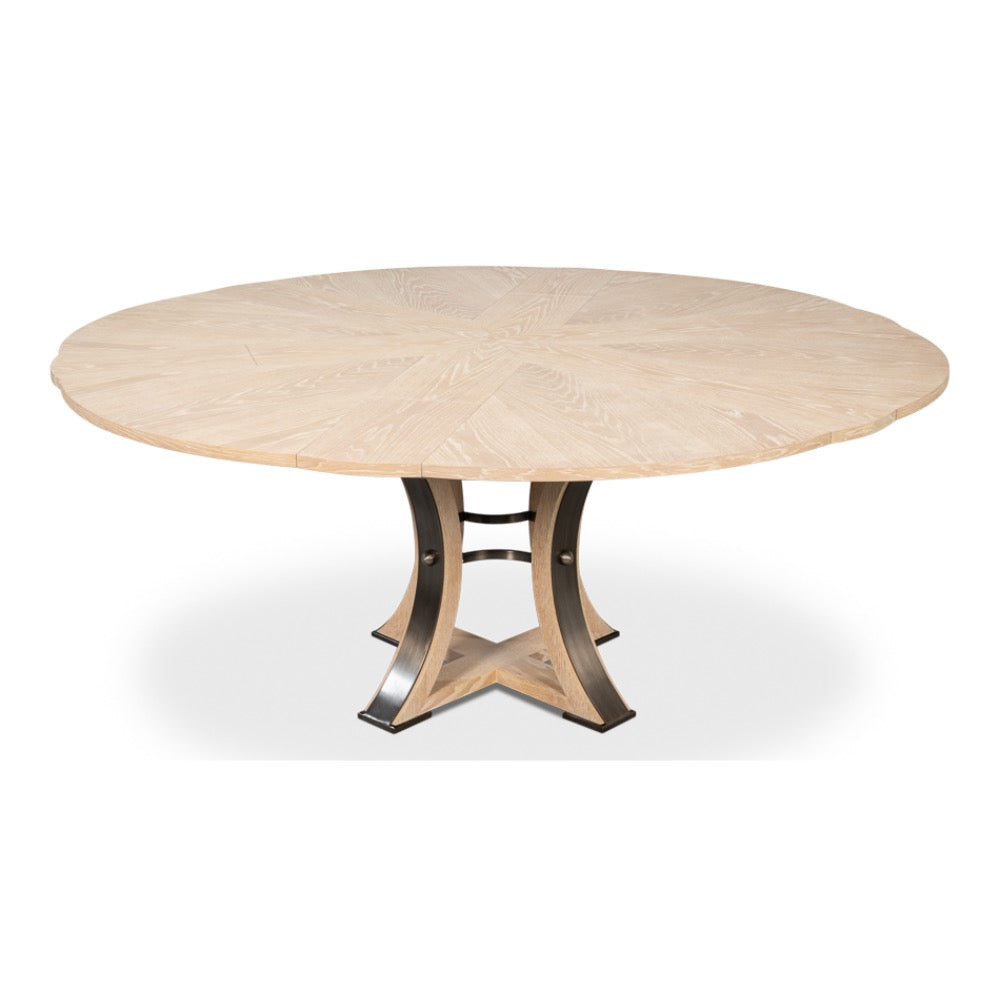 expandable jupe table medium bleached oak finish solid oak