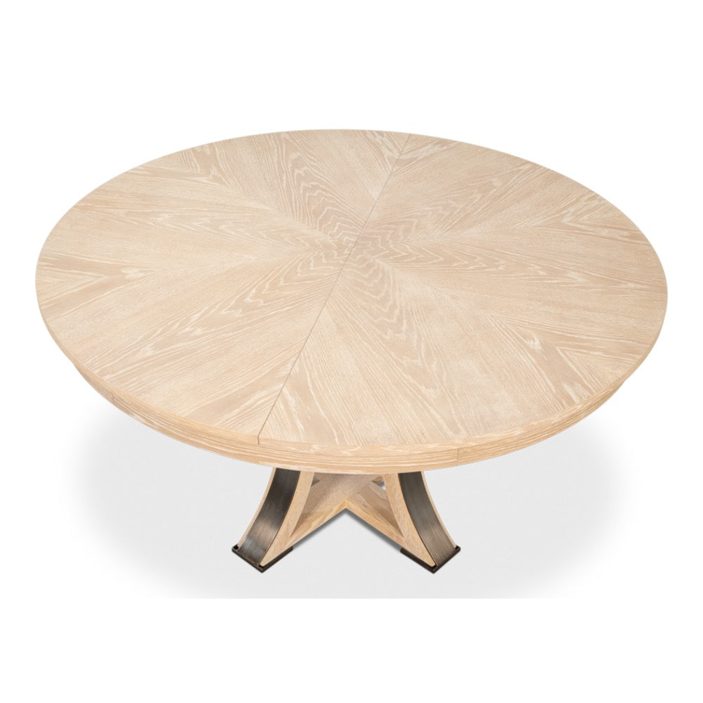 expandable jupe table medium bleached oak finish solid oak