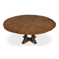 expandable jupe table light mink finish oak wood round