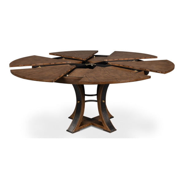expandable jupe table light mink finish oak wood round