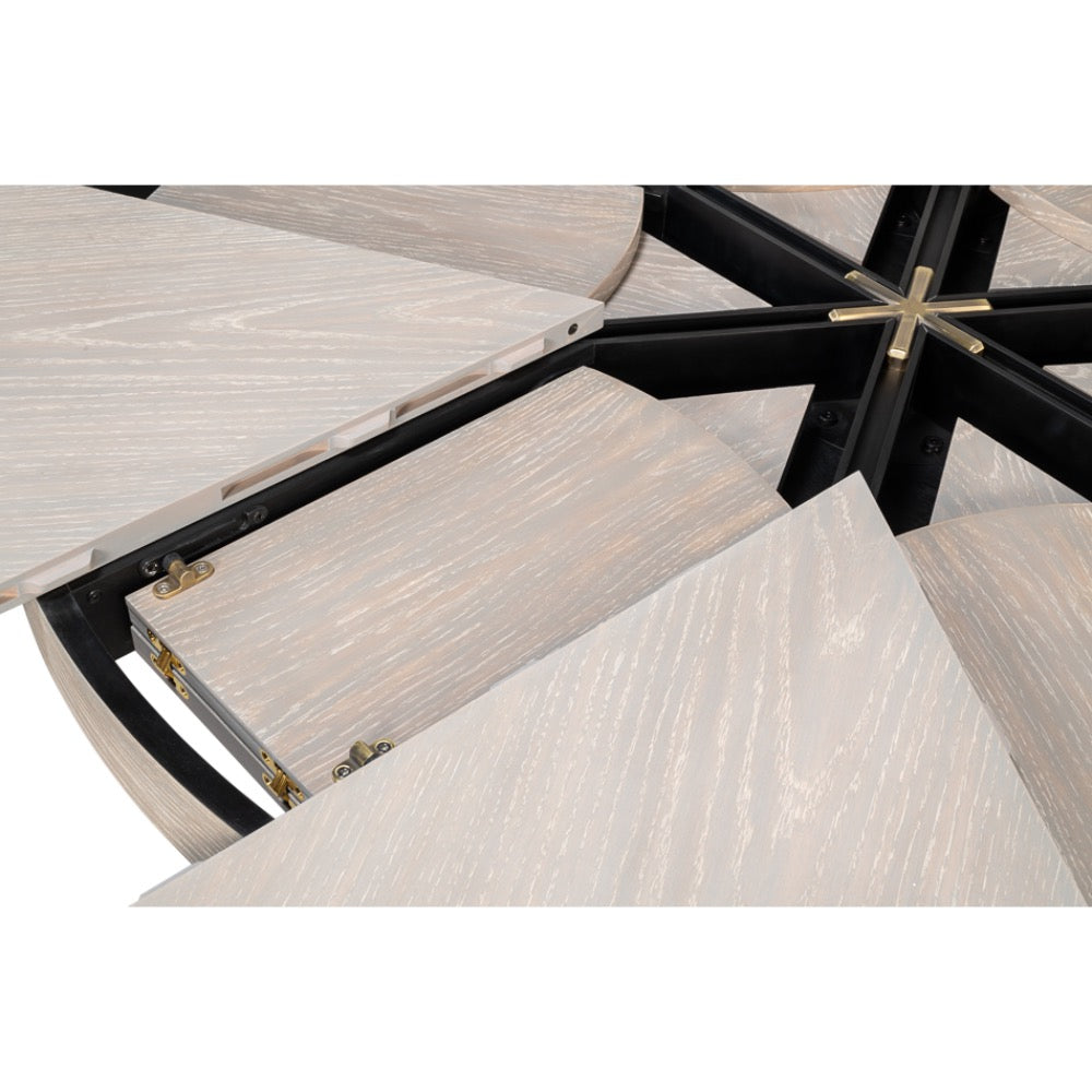 expandable jupe table medium grey transitional finish oak wood 