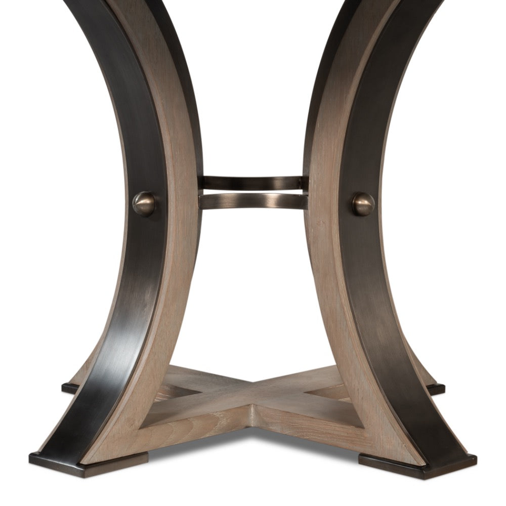 expandable jupe table medium grey transitional finish oak wood 