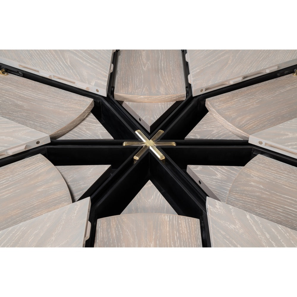 expandable jupe table medium grey transitional finish oak wood 