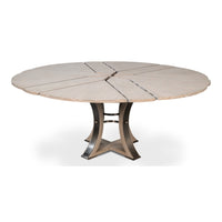 expandable jupe table medium grey transitional finish oak wood 