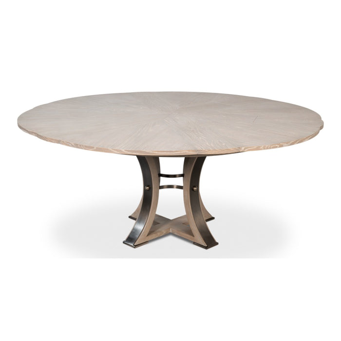 expandable jupe table medium grey transitional finish oak wood 