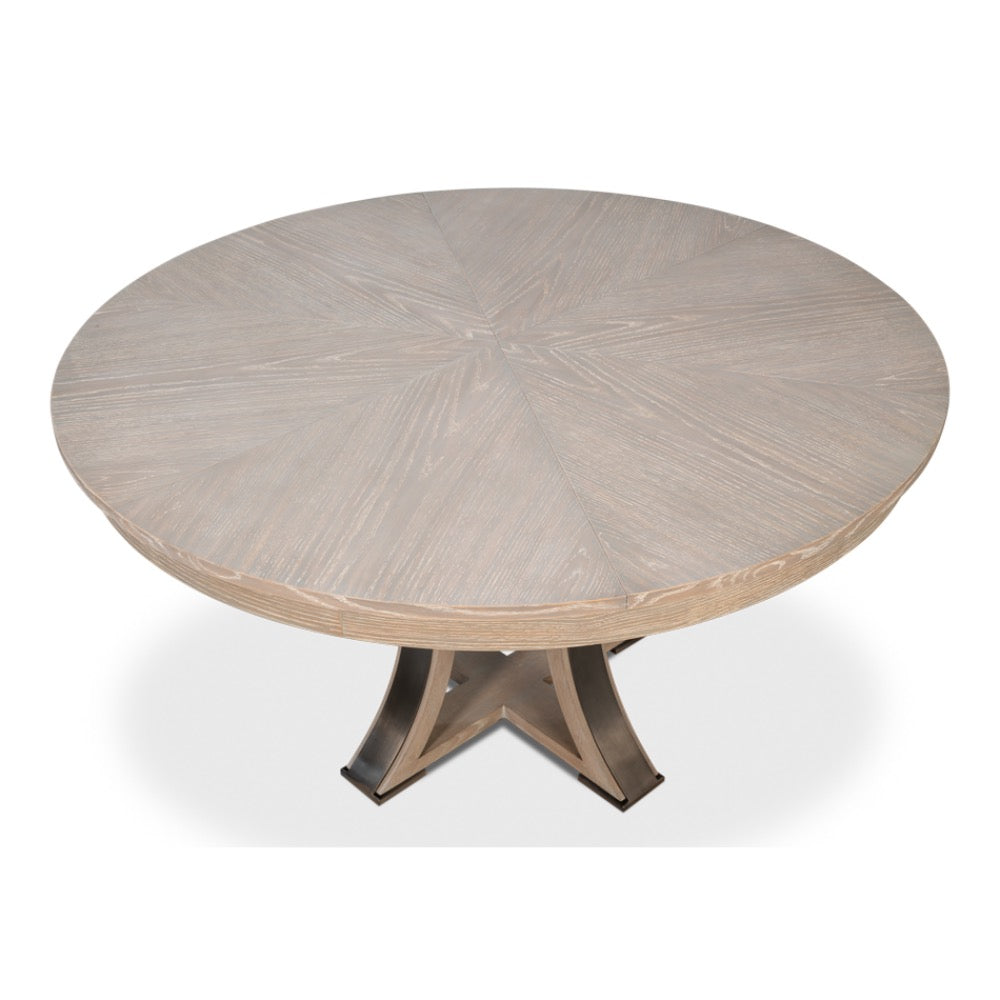 expandable jupe table medium grey transitional finish oak wood 