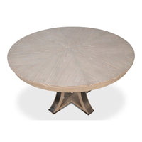 expandable jupe table medium grey transitional finish oak wood 