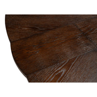 expandable jupe table burnt brown finish large oak round 
