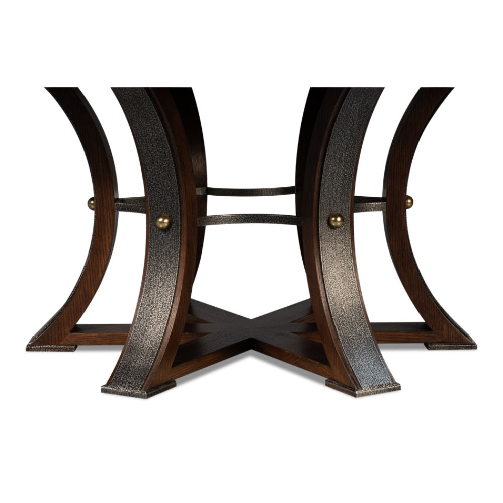 expandable jupe table burnt brown finish large oak round 