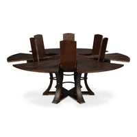 expandable jupe table burnt brown finish large oak round 